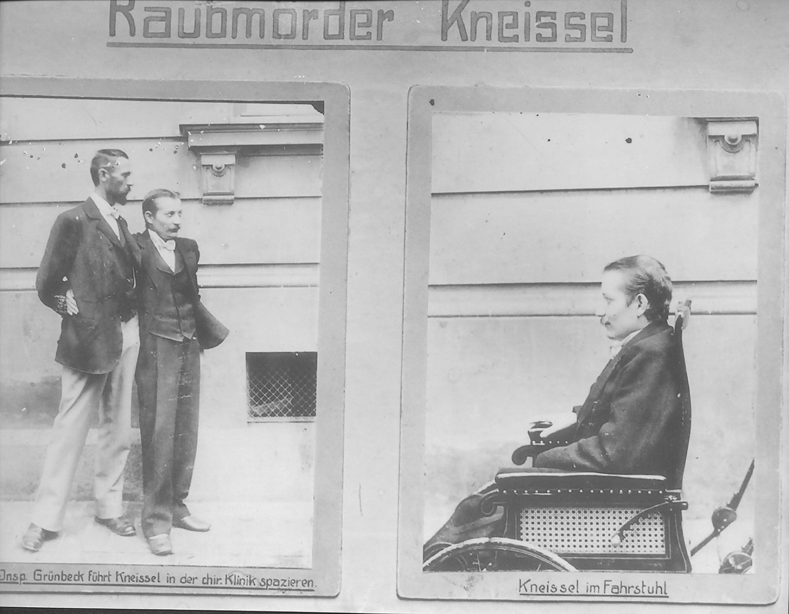 Inspektor Grünbeck mit Kneißl und Kneißl im Rollstuhl